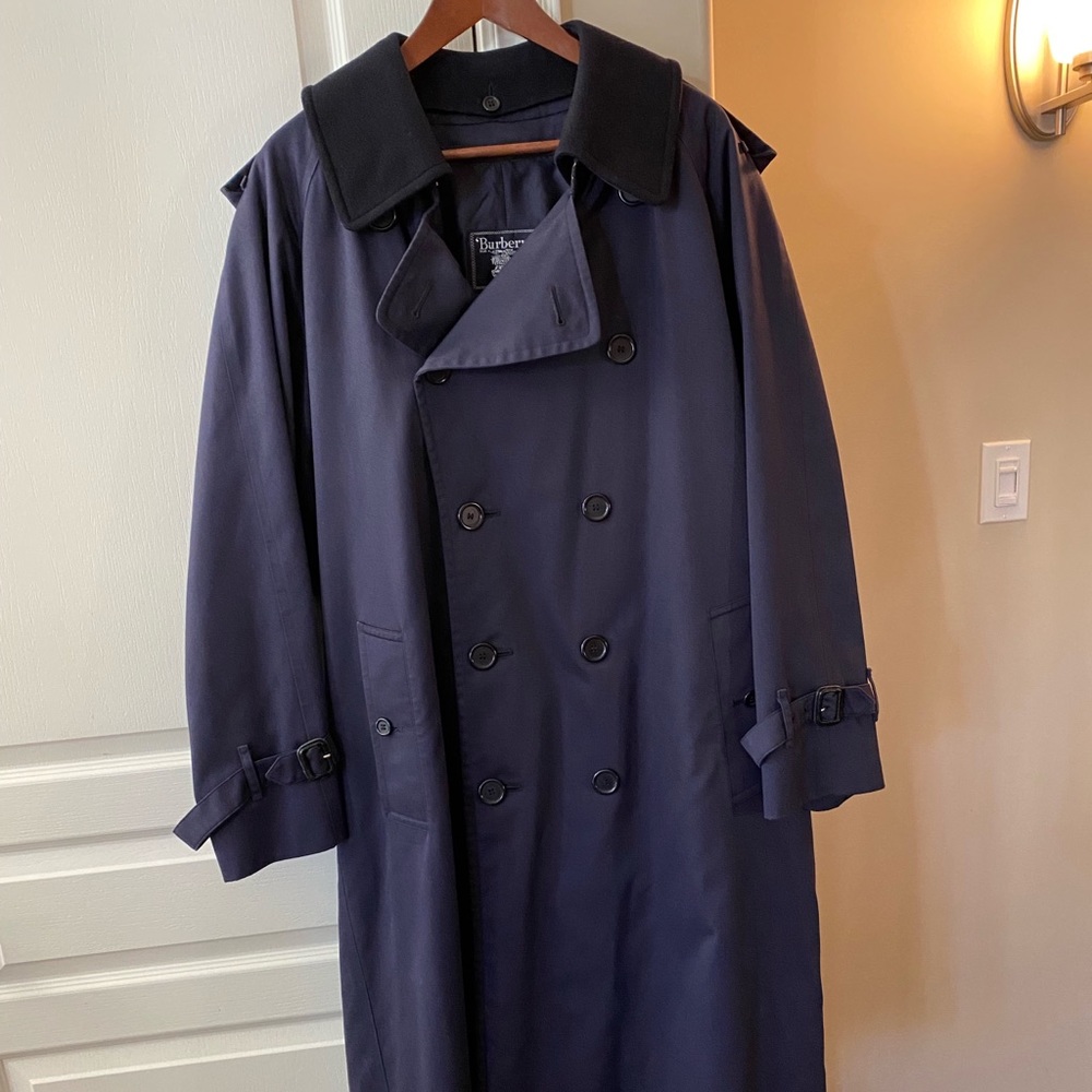 Mens Burberry Navy Trench Jacket with wool inner coat